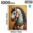 thumbnail image 3 of 1000 pieces of vertical paper jigsaw puzzle - magnificent and exquisite decorated white horse, with dimensions of 29.5 * 20 inches., 3 of 9