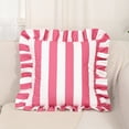 thumbnail image 2 of Pink Striped Throw Pillow Cover Ruffled Decorative Pillow Case Soft Plush Accent for Couch Sofa Living Room Home Decor 1 Pack, 2 of 8
