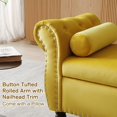 thumbnail image 5 of Storage Bench for Bedroom End of Bed Zarler Rolled Armed Velvet Ottoman Couch Long Bench Bedroom Bench with Storage, Yellow, 5 of 8