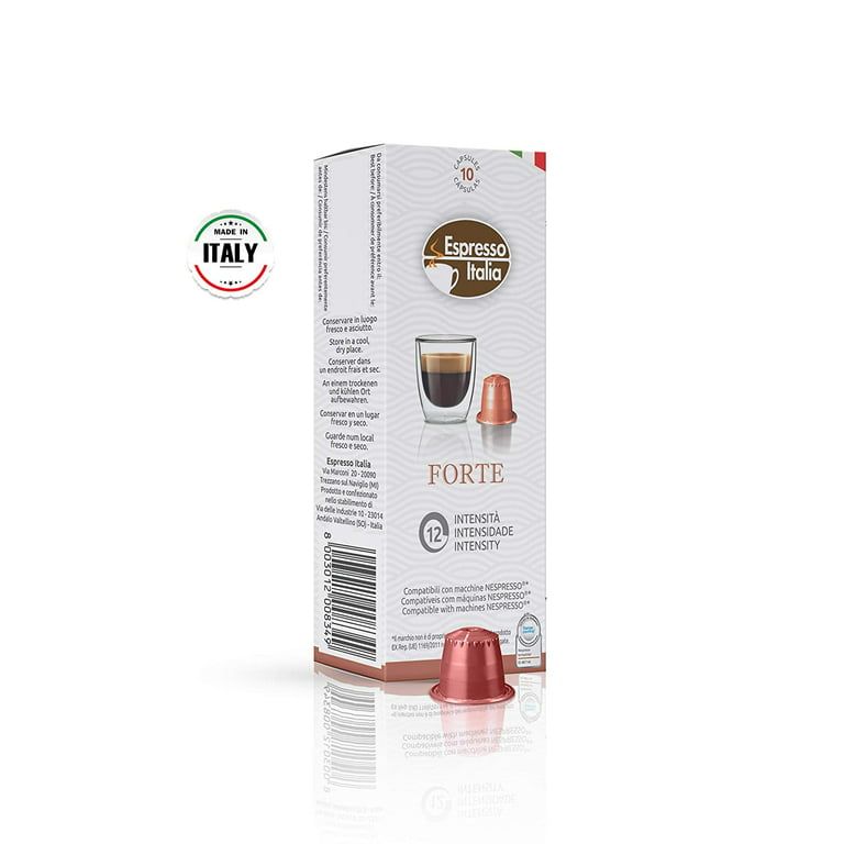 ESPRESSO ITALIA Nespresso Compatible Capsules - 100 Count Espresso Capsules  for Nespresso machines. FORTE Blend Italian Coffee Pods. Ultra Strong  Intensity, Gourmet Coffee 