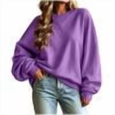 Luvrsol Crewneck Sweatshirts Women Oversized Long Sleeve Drop Shoulder Pullover Casual Loose Solid Tops, Purple S-2XL
