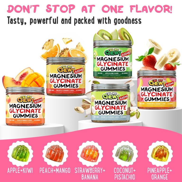 Oh My Chewy, Magnesium Glycinate Gummies, 400MG, Vegan-Friendly