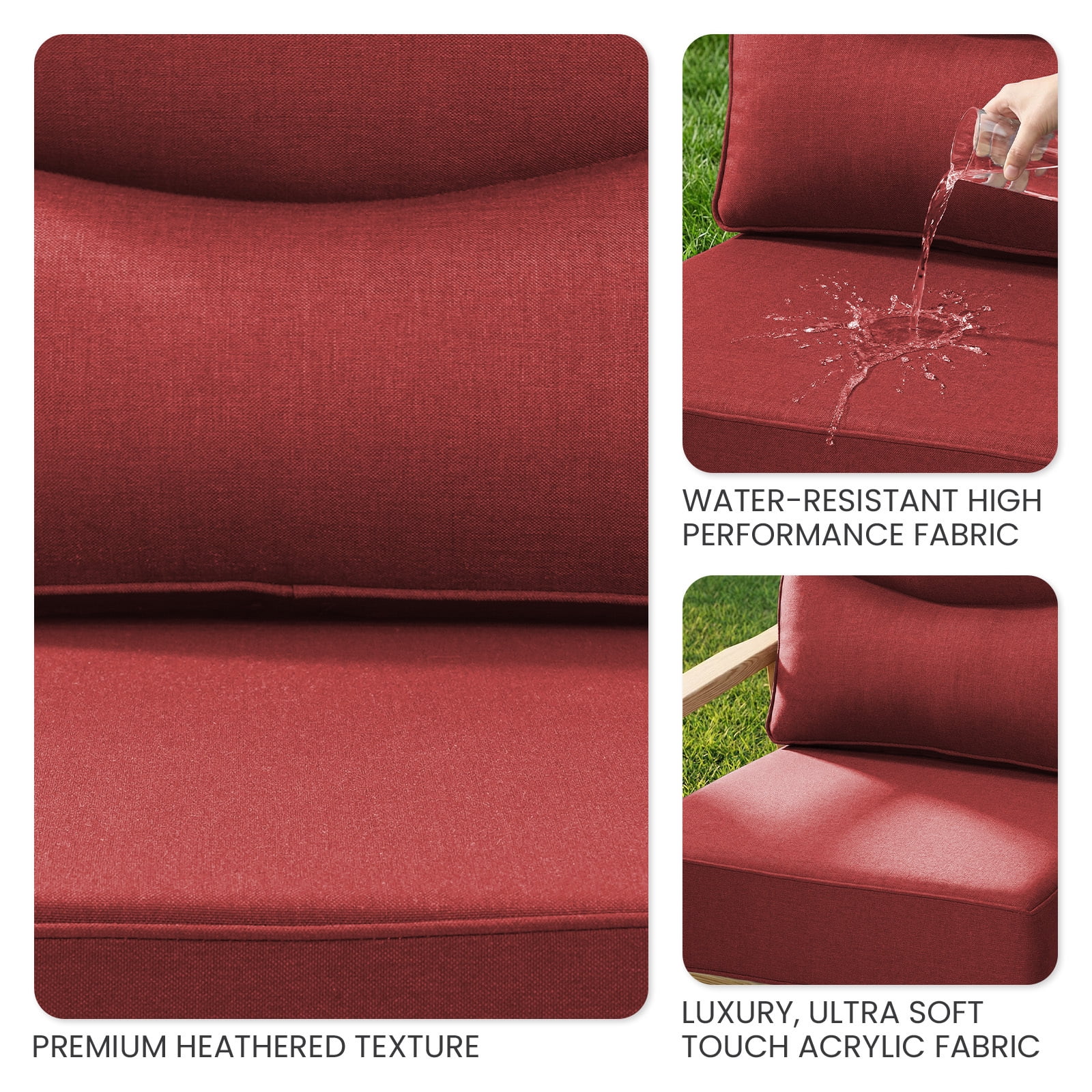 Bellefurn Outdoor Seat Cushions 22 X 24 X 6 inch for Patio Furniture,Outdoor Chair Cushions Outdoor Deep Seat Cushion with Water Resistant & Removable Cover Patio Cushions for Wicker Chair,Sofa,Couch
