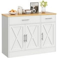 thumbnail image 7 of XgoodX 43” Sideboard Buffet Cabinet with Storage, Farmhouse Coffee Bar with Drawers and Shelves, Wood Buffet Table for Kitchen, Dining Room, White, 7 of 7