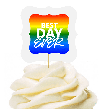 Rainbow 12pack Best Day Ever Chevron Cupcake Desert Appetizer Food Picks for Weddings, Birthdays, Baby Showers, Events &