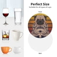 thumbnail image 6 of Naloa Pug dog Yoga Leather Coasters for Drinks, Durable Drink Coasters 4 Set for Tabletop Protection, Luxurious Home Décor and Housewarming Gift ( {designName})Round Shape, 6 of 6