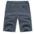 thumbnail image 6 of Tyhengta Mens Shorts Casual Drawstring Zipper Pockets Elastic Waist Irongray 29, 6 of 8