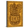 thumbnail image 1 of Virginia - Pineapple Woodcut - Brown and gold - Lantern Press Artwork (12x18 Gallery Wrapped Stretched Canvas), 1 of 1