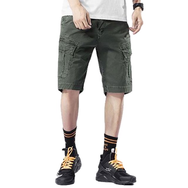 Faithtur Men? s Solid Color/Camouflage Print High Waist Shorts with Pockets