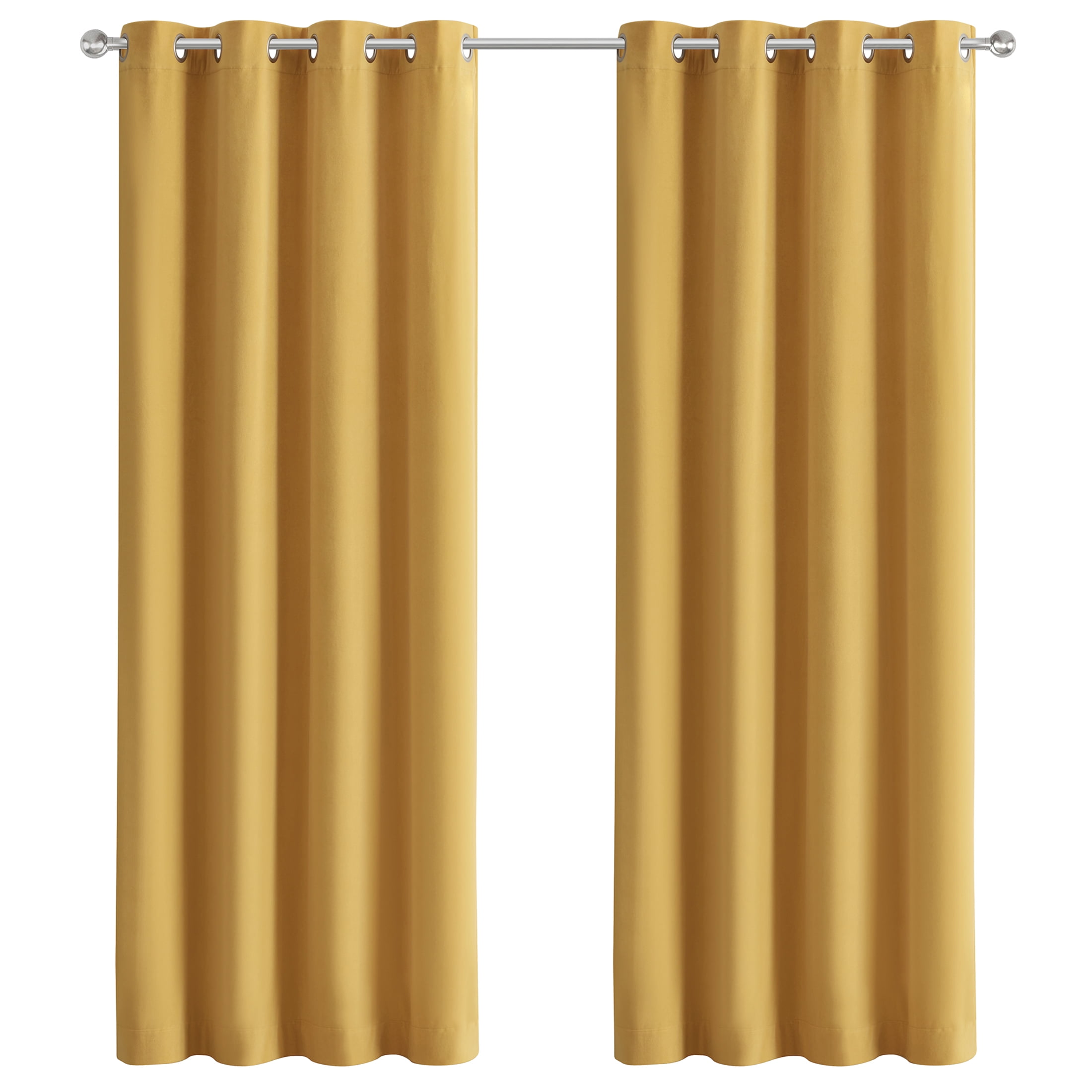 Better Homes & Gardens Velvet Grommet Blackout Single Curtain Panel, Yellow, 52" x 95"