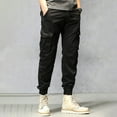 thumbnail image 2 of WEAIXIMIUNG Men's Pants 30X34 Cargo Men's Autumn Workwear Pants Solid Colour Sweatshirt Casual Pants Drawstring Drawstring Drawstring Trousers, 2 of 3