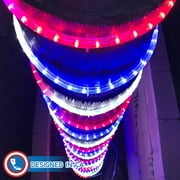 Russell Decor Patriotic Rope Lights for Party Christmas Independence Day 4th of July Connectable with controller. Red White Blue 20ft