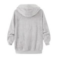 thumbnail image 5 of cllios Womens Winter Fuzzy Fleece Jacket Hooded Color Block Patchwork Cardigan Coats Oversized Fluffy Sherpa Outerwear with Pockets, 5 of 5