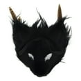 thumbnail image 4 of Feather Half Face Wolf Mask - Black Arctic Fox Adult Halloween Cosplay Costume, 4 of 5