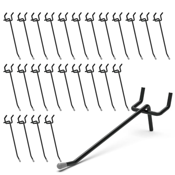 HUHOLE Ganchos para tablero perforado de 4 pulgadas, 50 piezas, ganchos negros para tablero perforado, para tablero perforado de 1/4" o 1/8", ideal para organizar tableros perforados, accesorios para