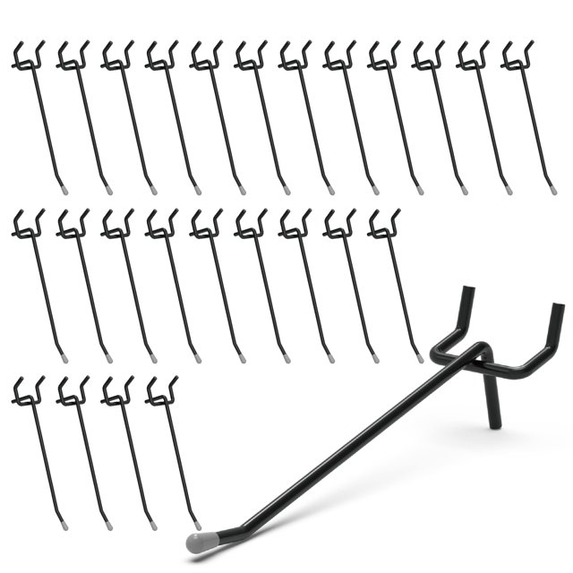 HUHOLE Ganchos para tablero perforado de 4 pulgadas, 50 piezas, ganchos negros para tablero perforado, para tablero perforado de 1/4" o 1/8", ideal para organizar tableros perforados, accesorios para