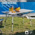 thumbnail image 5 of Camping Table Portable Foldable with Adjustable Legs, Aluminum Folding Table Roll Up Table with Carrying Bag for Outdoor, Beach, Picnic, Backyards, BBQ and Party, Silver, Big, 5 of 20