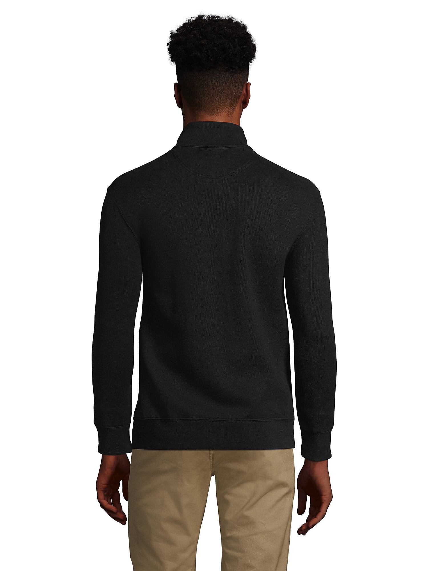 Lands' End School Uniform Men's Bedford Rib Quarter Zip Sweater