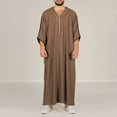 thumbnail image 2 of Afdoent Mens Shirts Male Embroidered With Side Pockets Ethnic Design Middle Long Robe Wear For Men Comfortable, 2 of 8