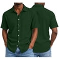thumbnail image 7 of Men's Casual Short Sleeve Linen Blend Button-Down Shirt with Collar and Pockets, 7 of 7