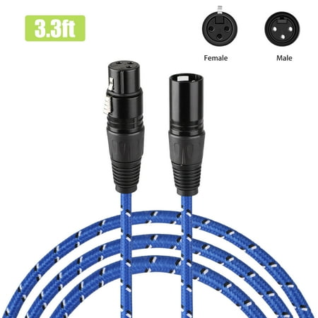 - EEEkit 3.3ft / 10ft 3 Pin XLR Microphone Cable Male To Female Balanced Patch Lead Mic Blue for Speaker, DMX LED, Microphone, Mixer, Electronic Organ, Preamplifie
