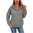 thumbnail image 5 of Womens Fleece Zip Up Hoodies, Long Sleeve Pullover for Women Fall Winter Fashion Warm Sherpa Solid Color Half Zip Hooded Sweatshirts with Pockets, 5 of 6