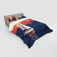 thumbnail image 3 of Ambesonne Landscape Bedding Set 3 Pcs, Calm Evening Sailing, Twin, Dark Blue Orange White, 3 of 3