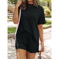 thumbnail image 6 of Short Sets for Women 2 Piece Lounge Set Loose Fit Short Sleeve Tops and Shorts Summer Matching Set Black XXL, 6 of 8