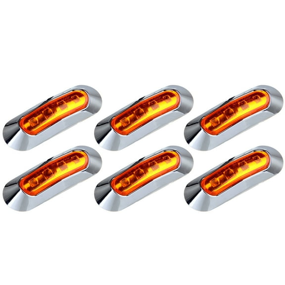 CCIYU 6pcs 4 LED Universal Amber Sealed Side Marker Light Rectangle Waterproof Trailer Side Lamp Automotive Boat Clearance Indicator Lights