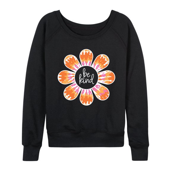 Instant Message - Tie Dye Daisy Be Kind - Women's Lightweight French Terry Long Sleeve Shirt