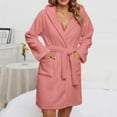 thumbnail image 2 of Zpanxa Nightgowns for Women, Bathrobe for Women Fashion Casual Solid Long Sleeve Ladies Loose Pocket Keep Warm Robes Faux Velvet Sleepwear Dress Nightgowns Pink M, 2 of 7