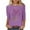 Purple, variant on LYEAA Ladies Three Quarter Sleeve Crew Neck Tops Elastic Cotton Casual Solid Color T-Shirt Comfortable Housewear Basic Tee for Summer Black S