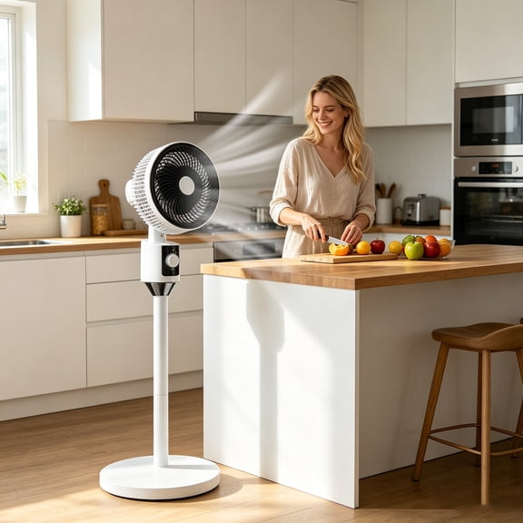 Air Circulation Fan Quiet Oscillating Pedestal Fan Energy Saving Adjustable Height Floor Fan for Bedroom Living Room 33.5 Inch
