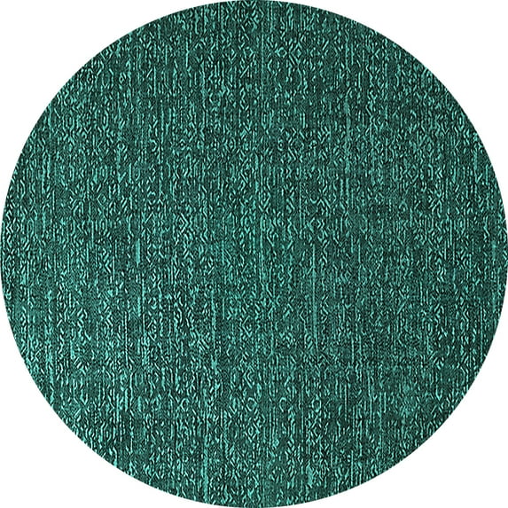 Ahgly Company Indoor Round Oriental Turquoise Blue Industrial Area Rugs, 4' Round