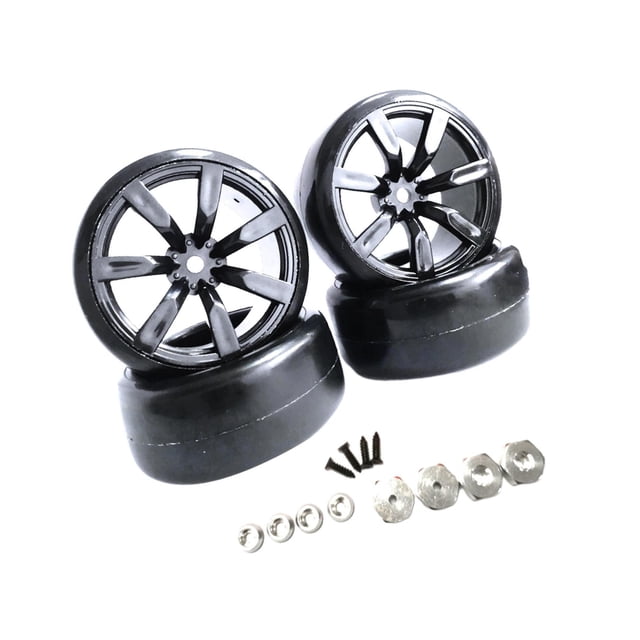 Shengyu 4 Pcs Pneus en Caoutchouc Drift avec Moyeux de Roue pour WPL D12 Camions RC Style 2