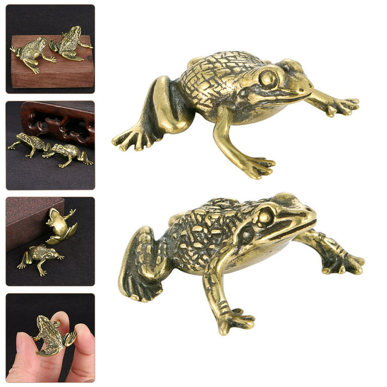 1Set Antique Brass Frogs Statue Brass Toad Figurine Decoration Small Brass  Figurine Golden 