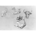 thumbnail image 2 of James McDougal Hart 24x18 Gold Ornate Framed and Double Matted Museum Art Print Titled - Studies of Cows and Calves (1872), 2 of 4