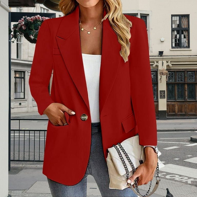 knee length dresses for ladies Light Luxury Satin Suit Retro Straight Loose Red Blazer Dress Suit Jacket