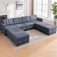 thumbnail image 1 of Puremind Canapé Sectionnel en U, Sofa Sectionnel Modulaire 8 Places avec Ottomane de Rangement et Accoudoirs Réglables pour Salon, Gris Foncé, 1 of 8