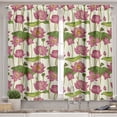 thumbnail image 2 of Ambesonne Lotus Valance & Curtain, Pink Flowers, 55"x30", Pink Ivory and Green, 2 of 7