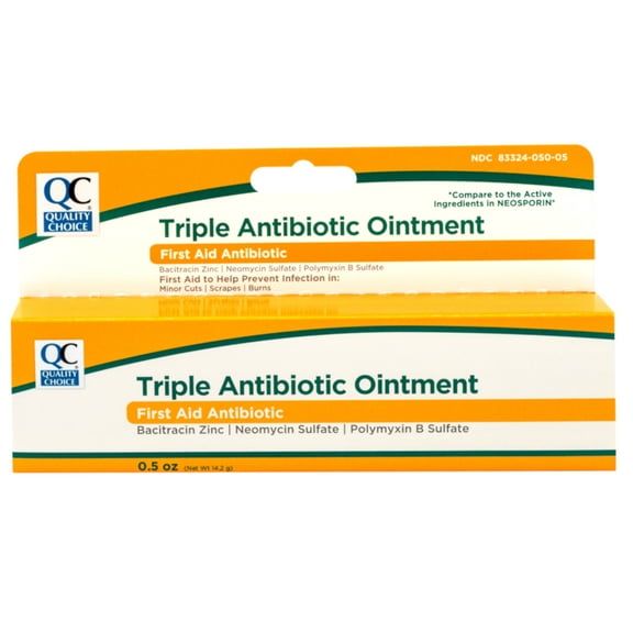 Quality Choice Triple Antibiotic Ointment, First Aid to Help Prevent Infection in Minor Cuts, Scrapes, Burns, 0.5 OZ