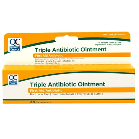 Quality Choice Triple Antibiotic Ointment, First Aid to Help Prevent Infection in Minor Cuts, Scrapes, Burns, 0.5 OZ