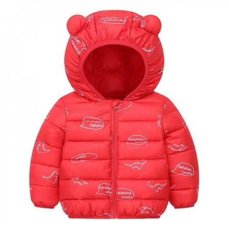 

Bullpiano Children s Winter Hooded Hat Printed Cotton-padded Coat