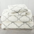 thumbnail image 2 of Great Bay Home Printed Velvet Plush Warm and Cozy Fleece Sheet Set  (Twin, Lattice - White / Grey), 2 of 6