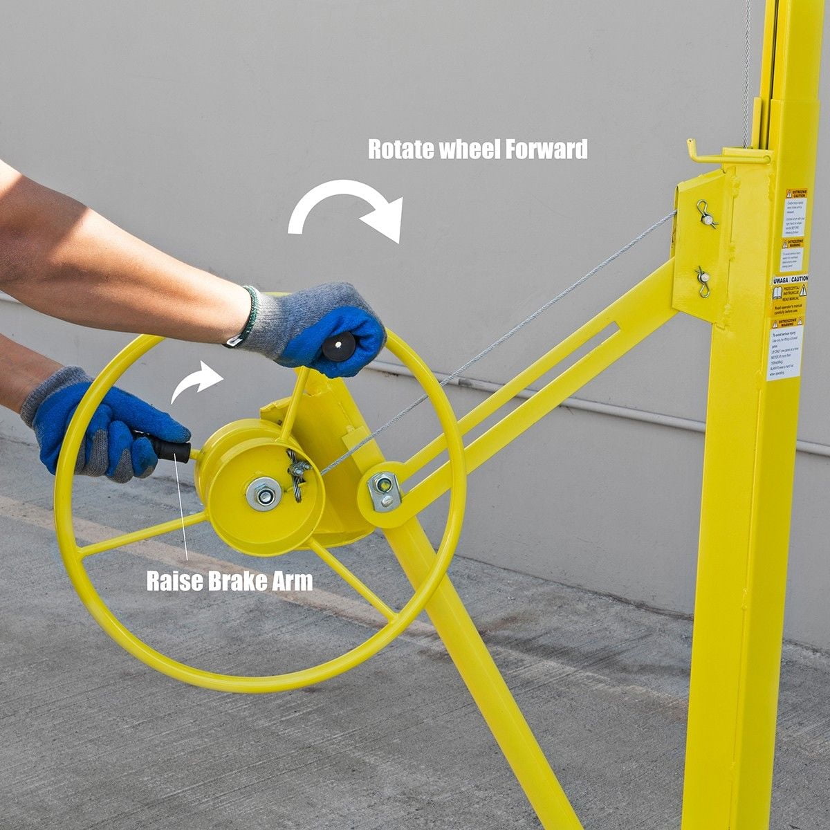 150 lbs Capacity Drywall Panel Lift Hoist Vosson Drywall Lift 16 Feet Panel Hoist Jack Rolling Lifter Drywall Ceiling Lift Lockable w//Caster Wheel Yellow