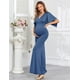 thumbnail image 4 of Vestido largo de maternidad AISWI Maxi con faja de flores azul mediano, 4 of 6