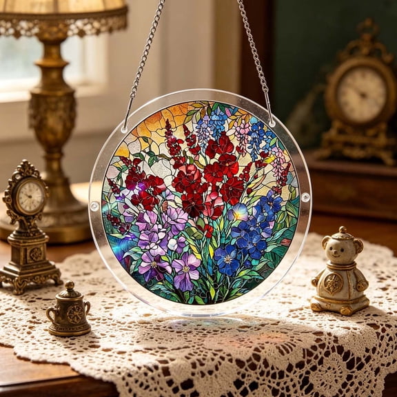 Acrylic Puzzles Suncatcher Window Hanging, 7.4 Inch Sun Catcher Acrylic Puzzles Garden Decoration for Women Men Mom Birthday Gift Home Decor