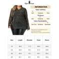 thumbnail image 6 of Agnes Orinda Women's Plus Size Rhinestone Glitter Bling Sheer Long Sleeve V Neck Blouse 3X Black, 6 of 6