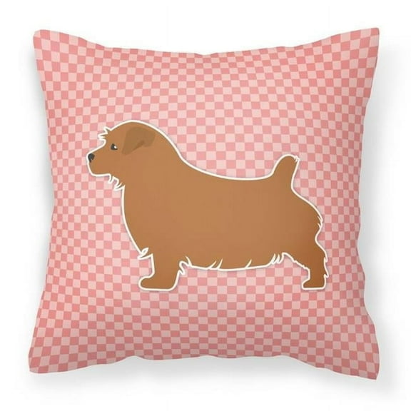 Carolines Treasures BB3609PW1414 Norfolk Terrier Checkerboard Pink Fabric Decorative Pillow