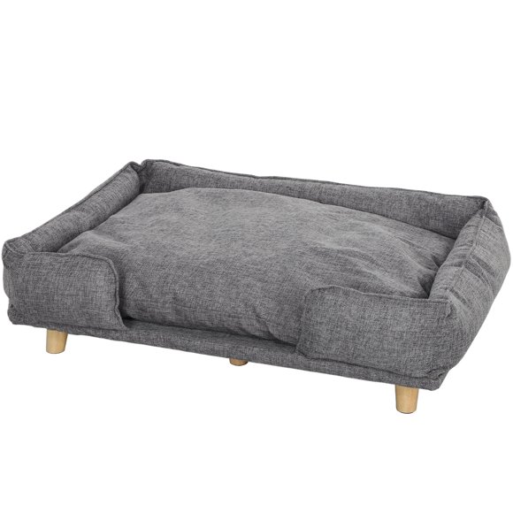 PawHut Washable Dog Sofa for Large Dogs, Elevated Pet Couch with Anti-slip Foot Pads, Dark Grey